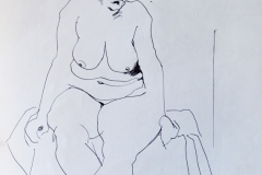 D-023 "Contemplating Nude" (Ink) (20"x16")